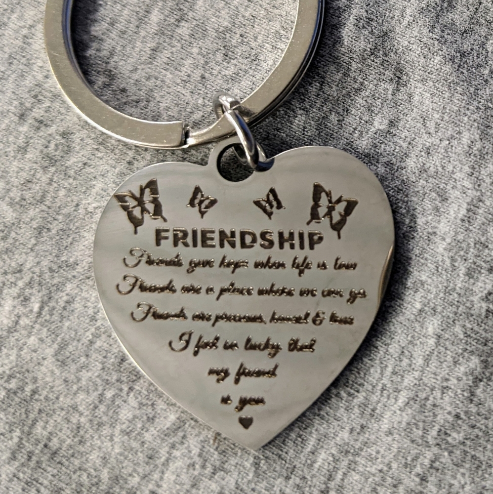 NEW Friendship keychain necklace bracelet heart shaped silver